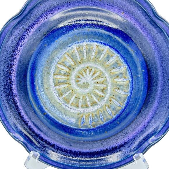 Scott Martin Signed Stoneware Pottery Plate Spiral Nautilus blue/purple 10”‎ - Picture 2 of 10